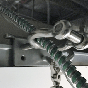 flexible metal conduit being fed through the jimbo wire pull bracket by rack-a-tiers.