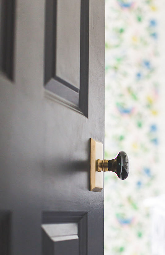 brass hardware porcelain black knob