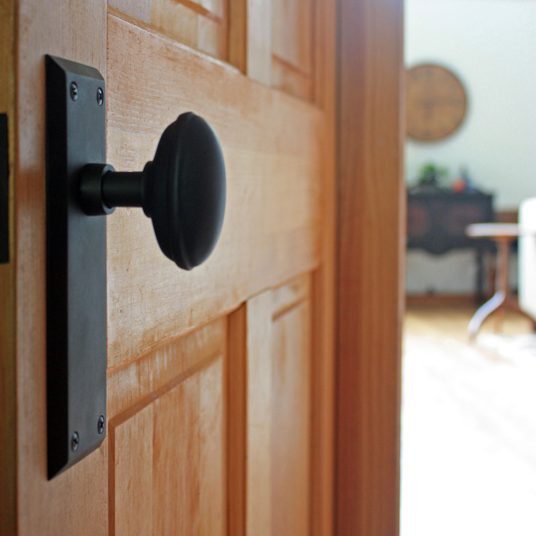 wood door dark hardware