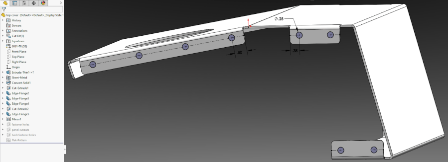 Shows the layout of holes for the press-fit nuts.