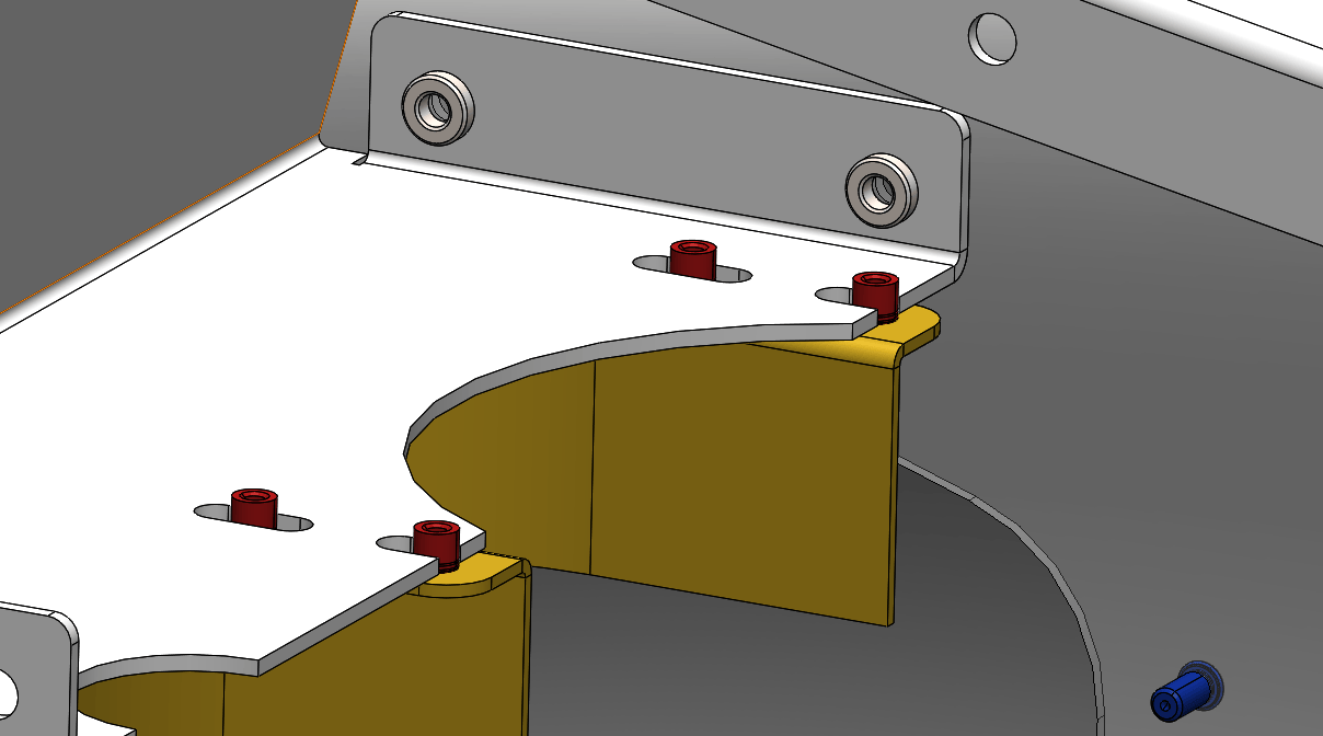 Standoffs in slots allow for adjustment in the final assembly. 